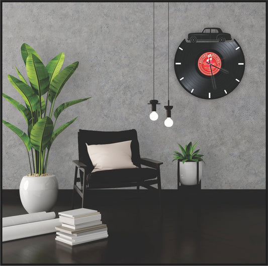 RECORD ACRYLIC WALL CLOCK Black and Red