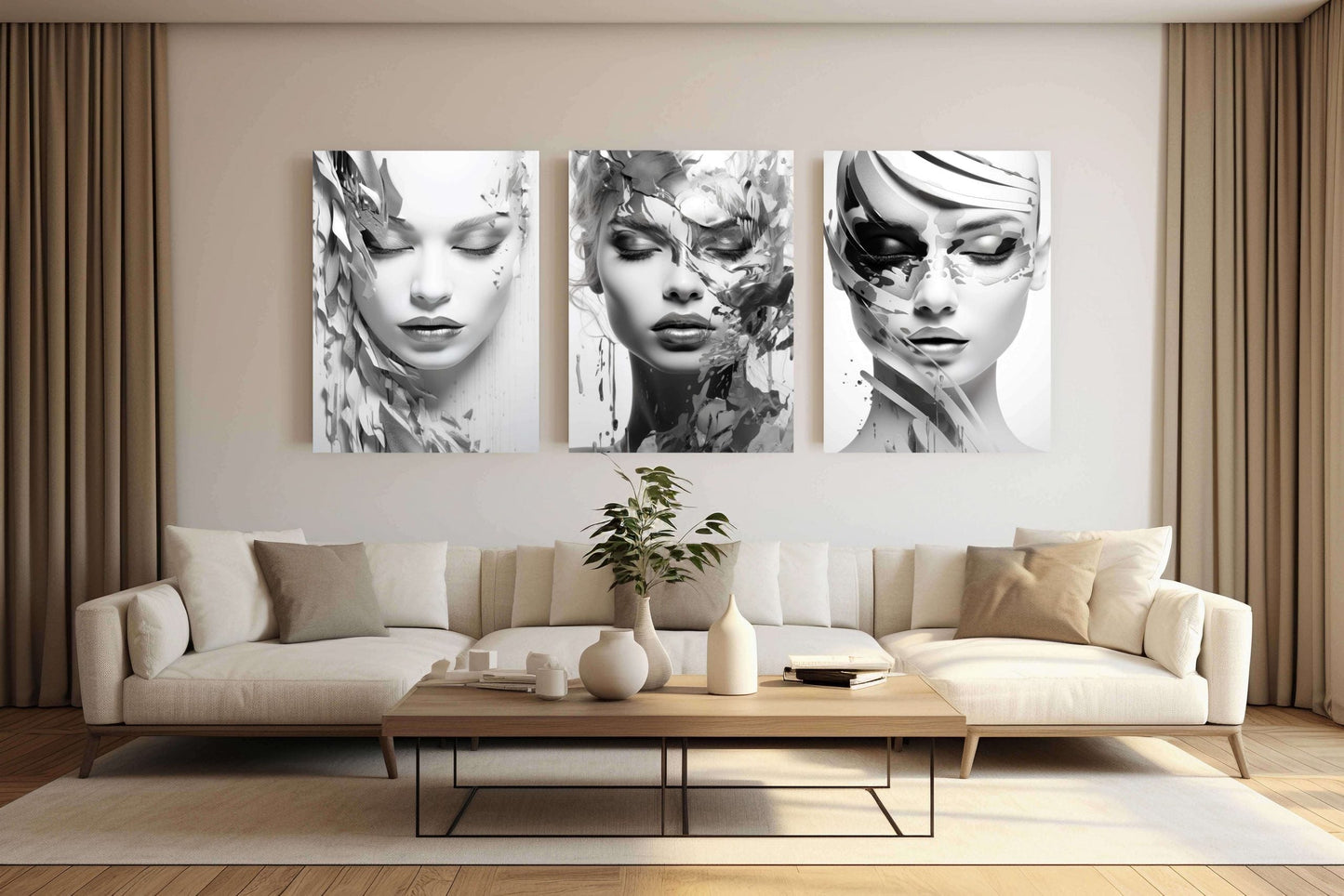 ZORIN Woman with Silver Splash Modern Acrylic Wall Art