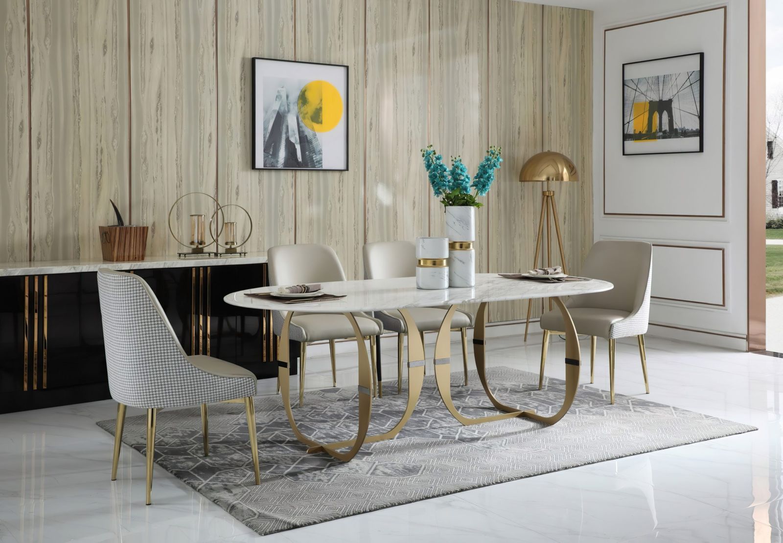 ST-307 FINE Rectangular Dining Table Gold – GrakoDesign