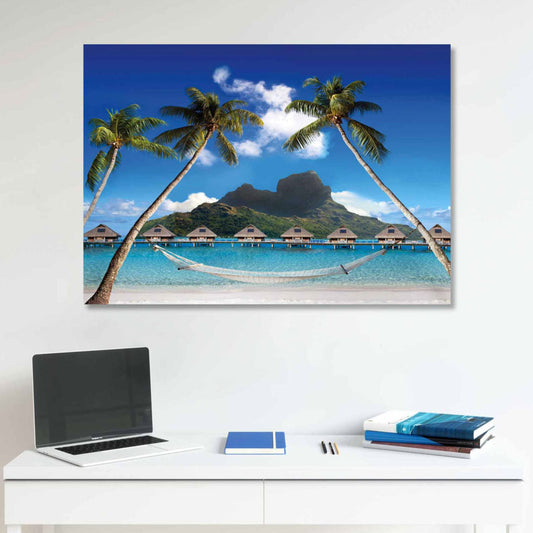 TROPICAL HAVEN Beachfront Bungalows Retreat Modern Wall Art TG