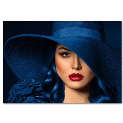 FEMME Women with Blue Hat Modern Acrylic Wall Art