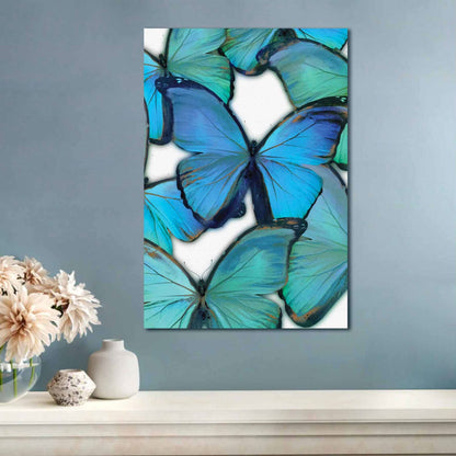 GRACE Radiant Blue Butterflies Modern Acrylic Wall Art