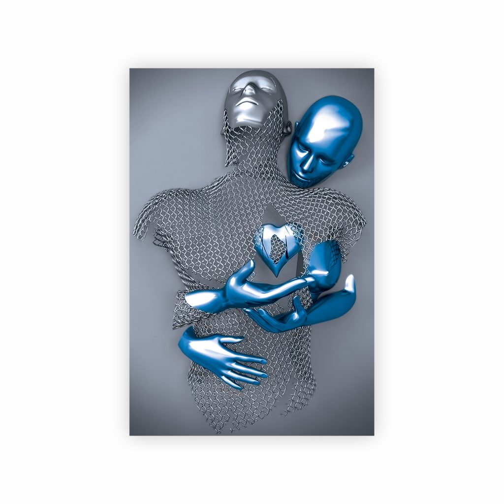 MAYA Blue Romantic Figures Modern Acrylic Wall Art