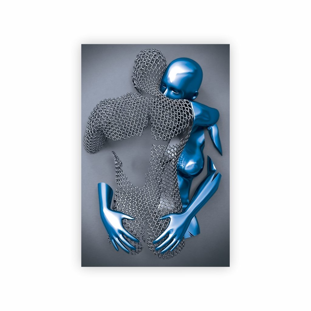 MAYA Blue Romantic Figures Modern Acrylic Wall Art