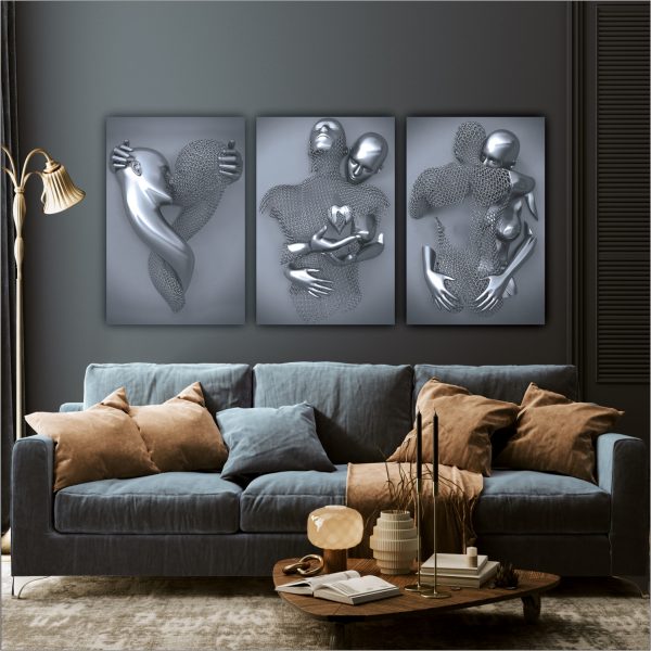 MAYA Silver Romantic Figures Modern Acrylic Wall Art