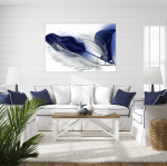 LEAVES Blue,  Silver Feather Modern Acrylic Wall Art