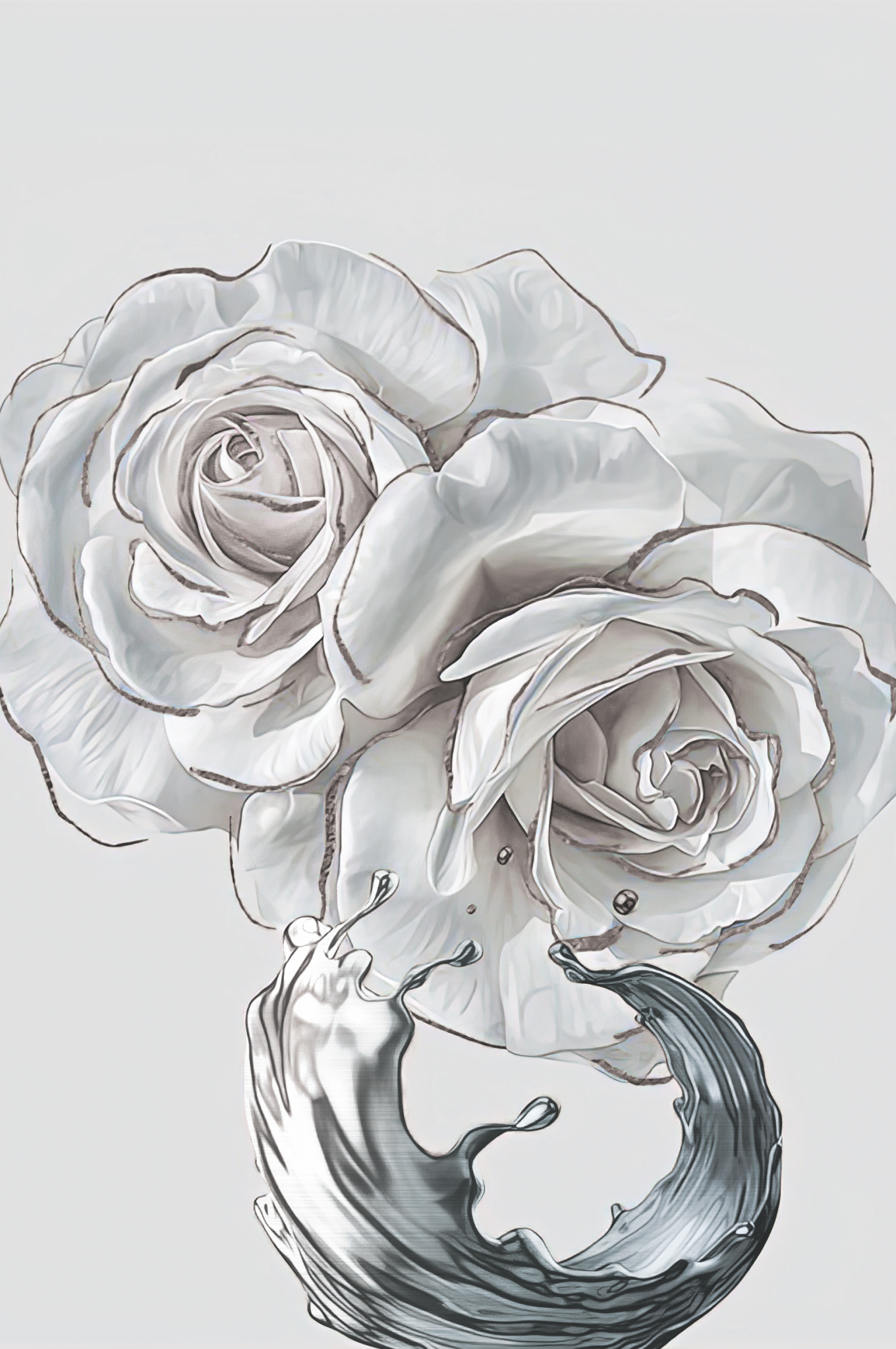 LETO White Rose With Silver Edge Modern Acrylic Wall Art