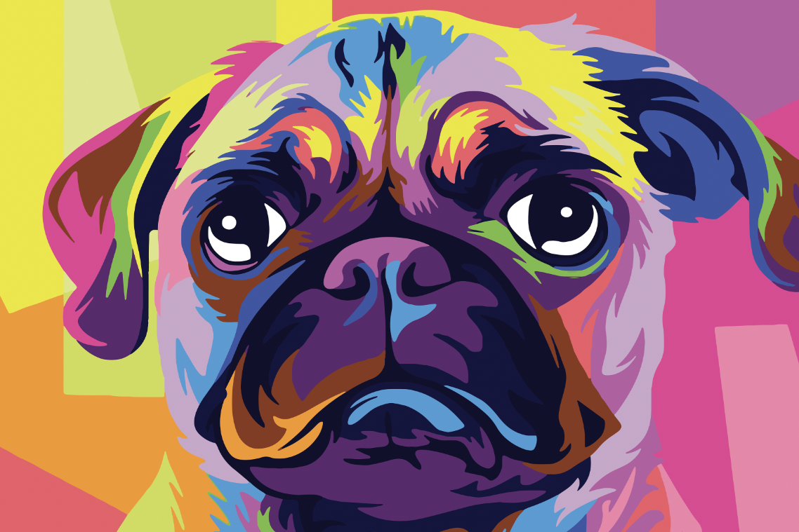 PUG Colorful Pop Art Pop Art Modern Wall Art TG