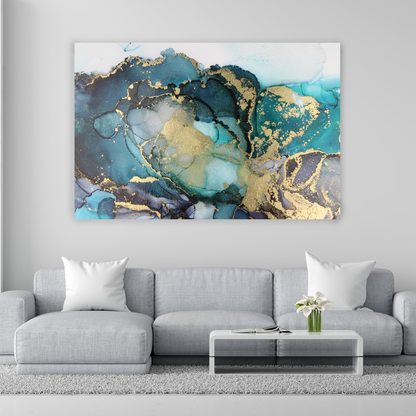 NC-64 GOLD OCEAN Abstract Bliss Modern Wall Art