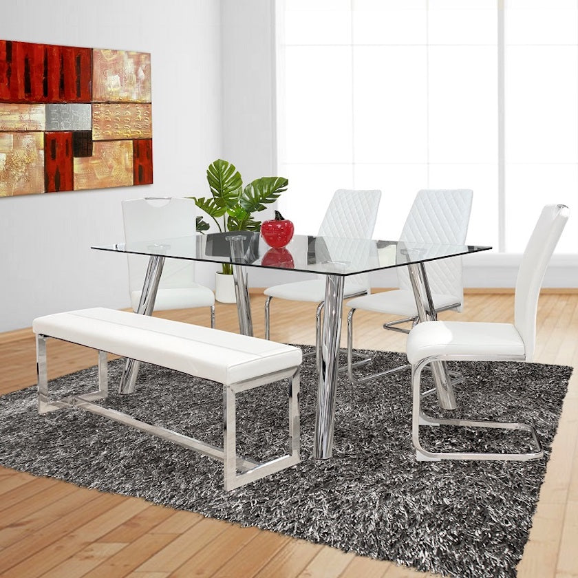 NEW YORK Tempered Glass Top Dining Table