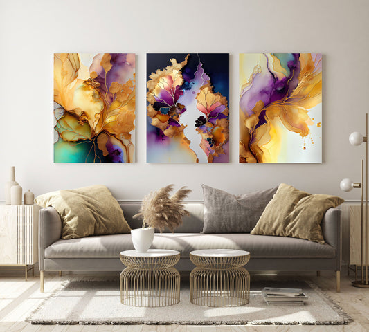 ZYNAR Purple Flower Splash Modern Wall Art TG