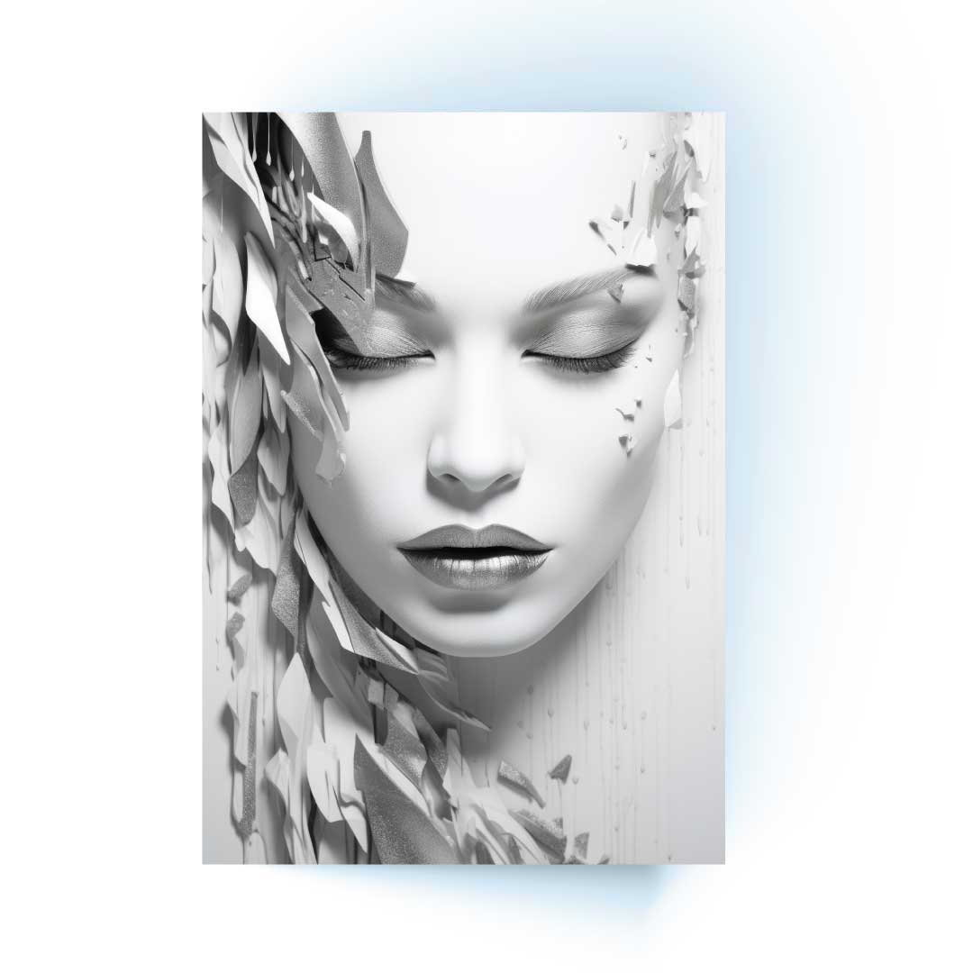 ZORIN Woman with Silver Splash Modern Acrylic Wall Art