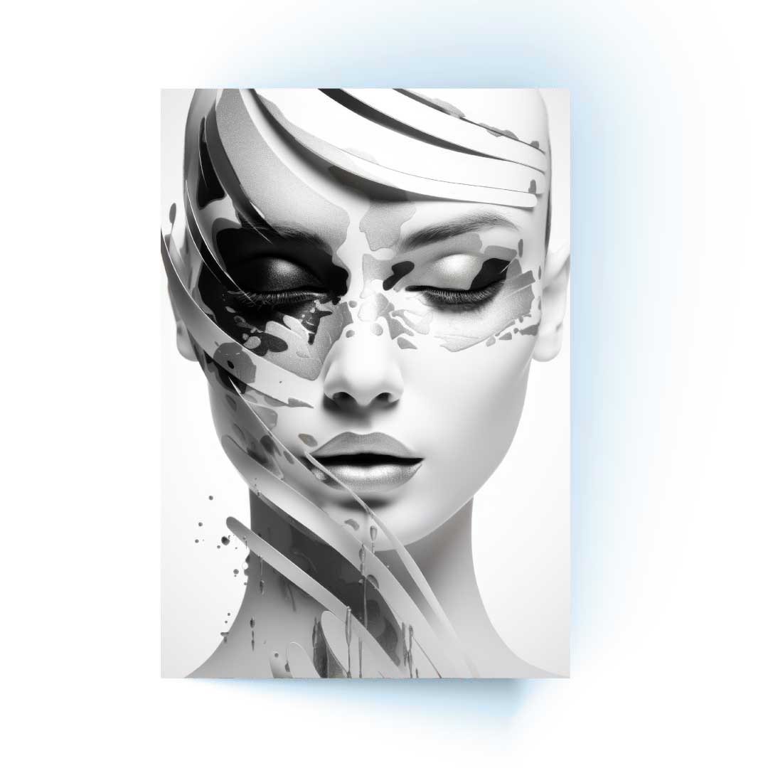 ZORIN Woman with Silver Splash Modern Acrylic Wall Art