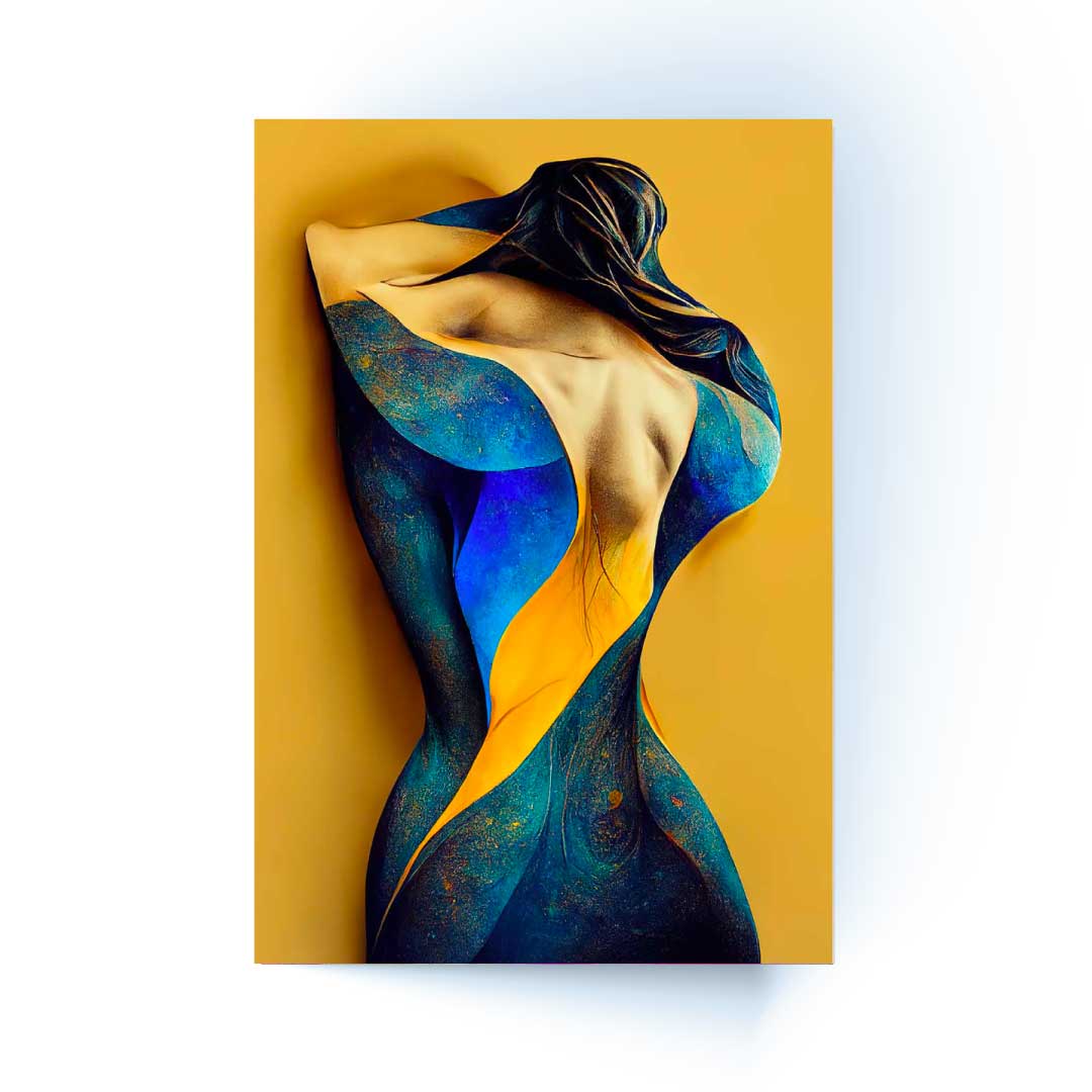 ZENTAR Blue Woman Silhouette Modern Wall Art TG