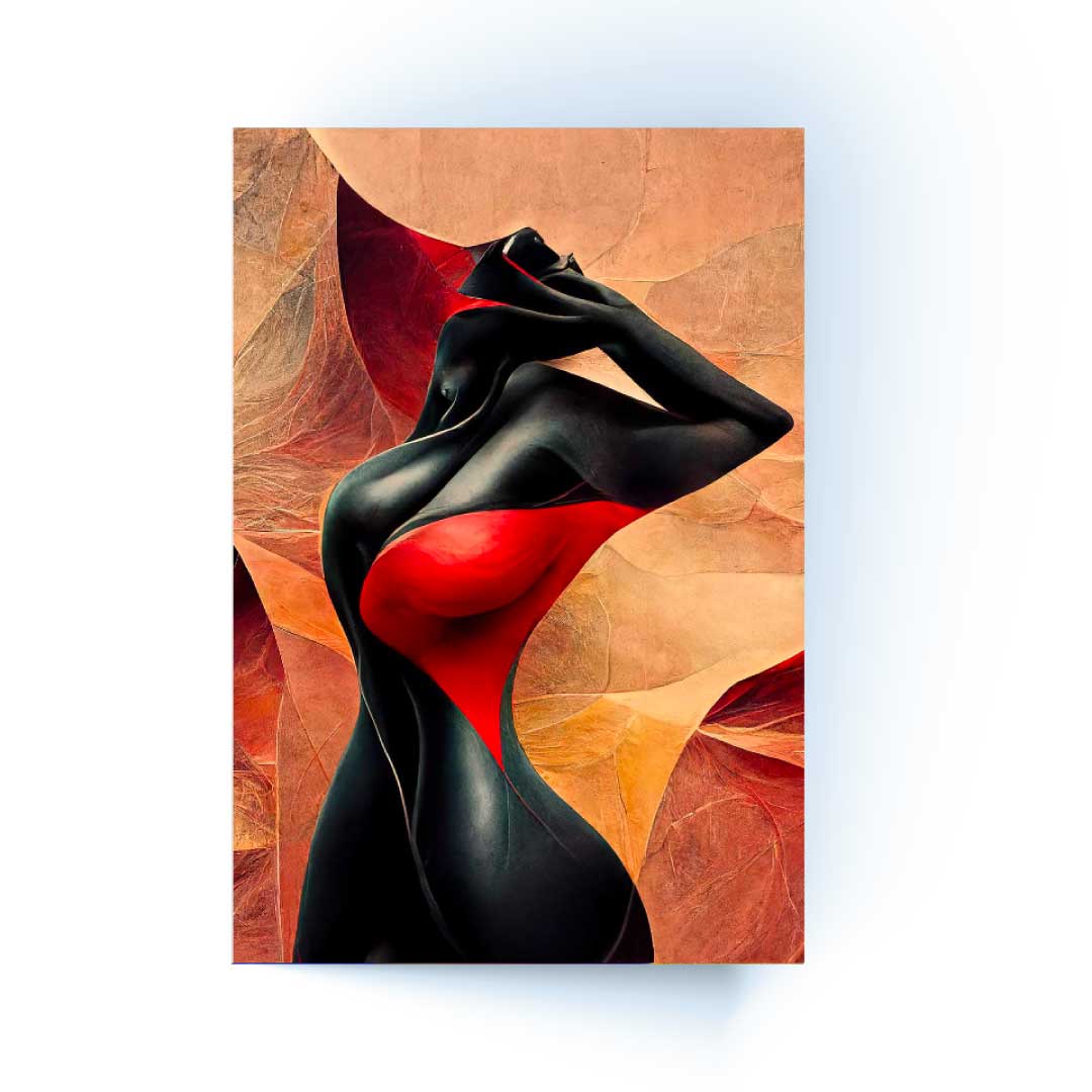 ZENTAR Red Woman Silhouette Modern Acrylic Wall Art