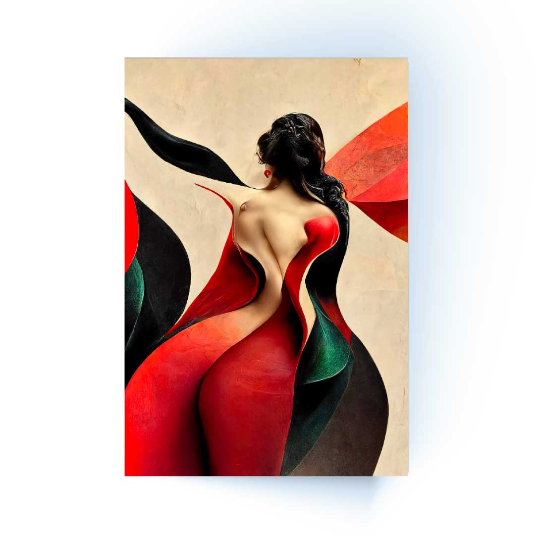 ZENTAR Red Woman Silhouette Modern Acrylic Wall Art