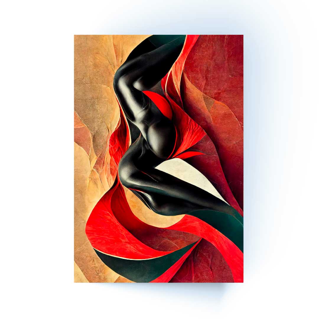 ZENTAR Red Woman Silhouette Modern Acrylic Wall Art