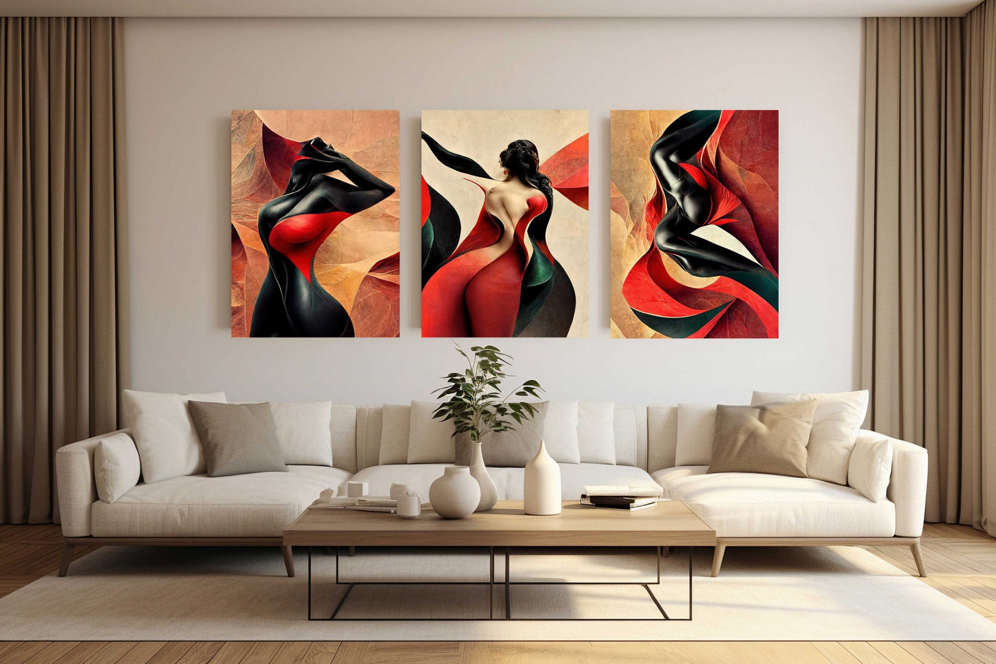 ZENTAR Red Woman Silhouette Modern Acrylic Wall Art