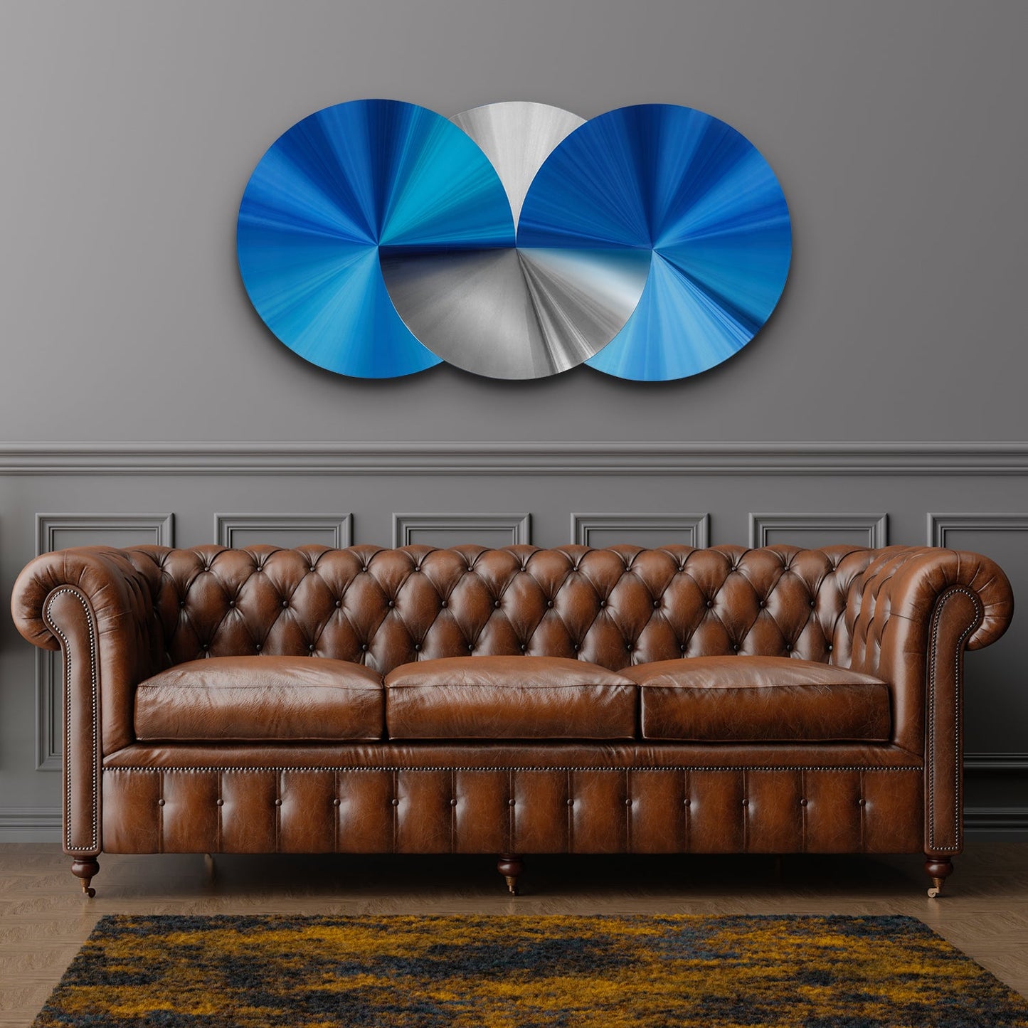 SILOR 3D Blue & Silver Laser Cut Circles Acrylic Prints