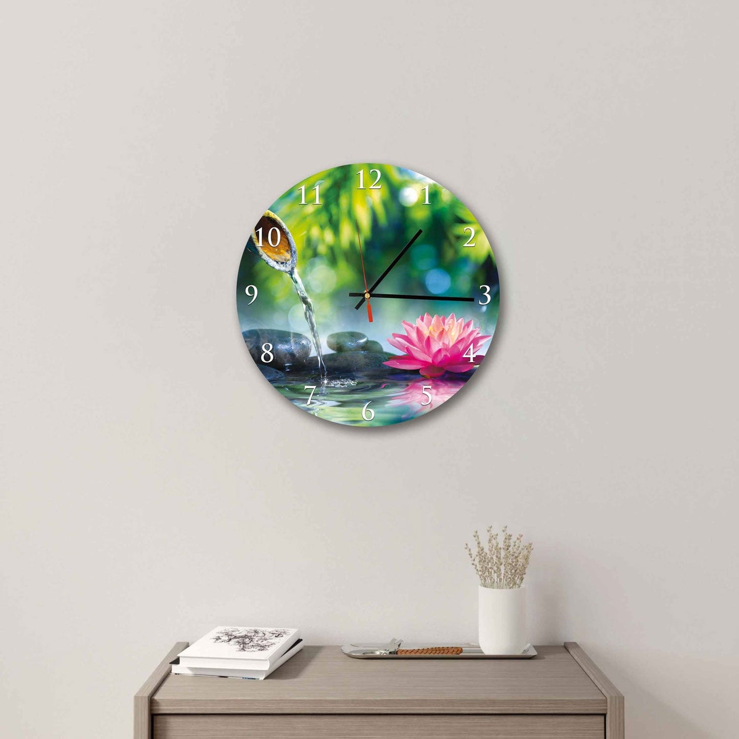 TINE Bamboo and Lotus Acrylic Wall Clock