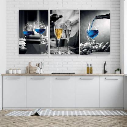 BACCHUS Blue Wine Glasses Modern Acrylic Wall Art