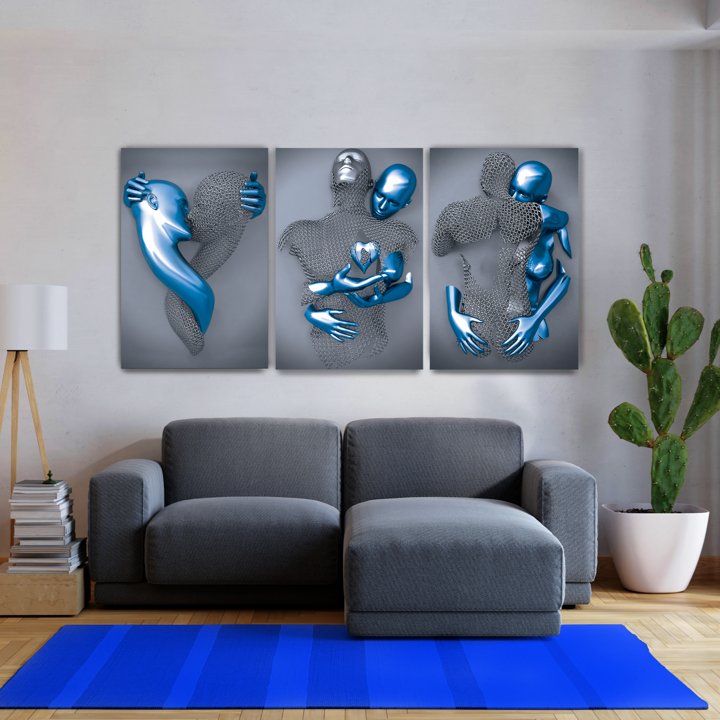 MAYA Blue Romantic Figures Modern Acrylic Wall Art