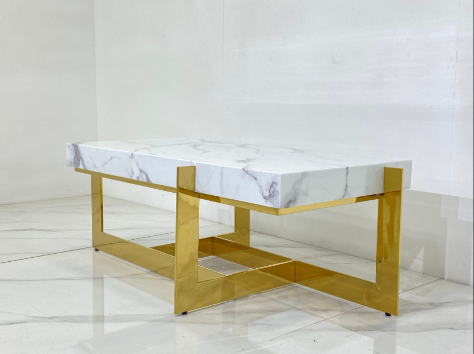 BRENDA Gold and Stone Coffee Table