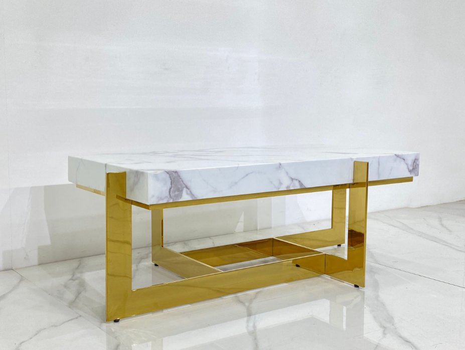 BRENDA Gold and Stone Coffee Table