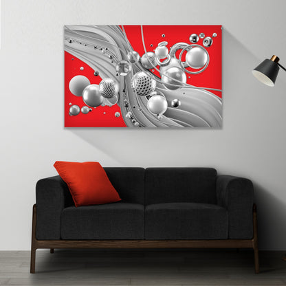 ODYSSEY Red 3D Abstract Elements Modern Acrylic Wall Art TG