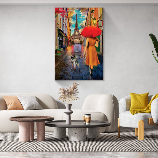 PARISIAN Lady with Umbrella Modern Acrylic Wall Art