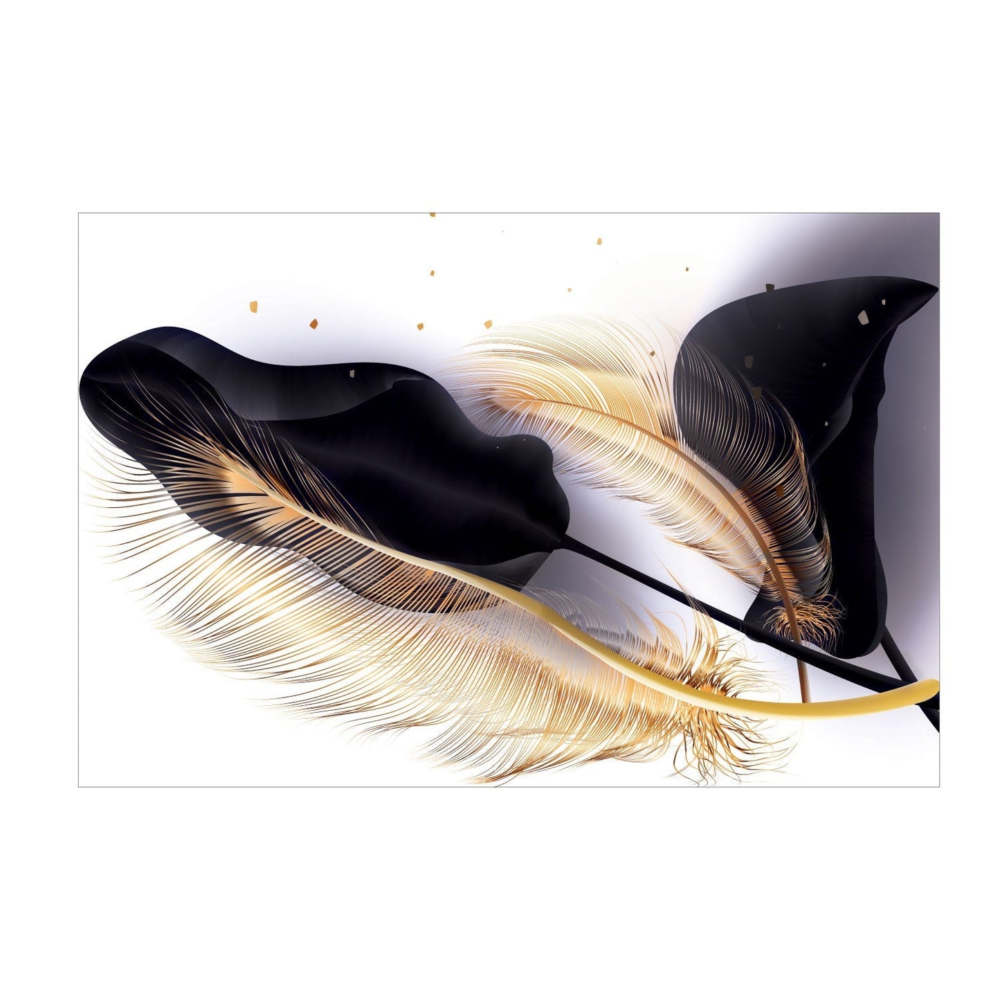 LEAVES Black, Gold Feather Modern Acrylic Wall Art