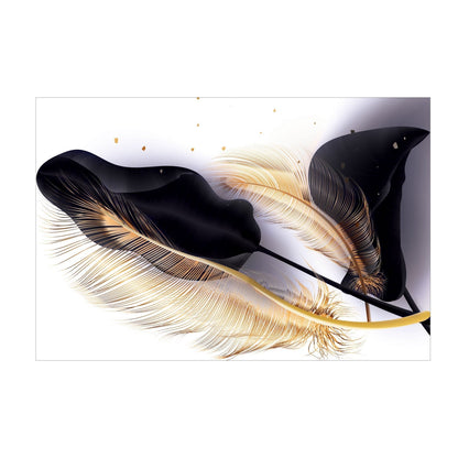 LEAVES Black, Gold Feather Modern Acrylic Wall Art