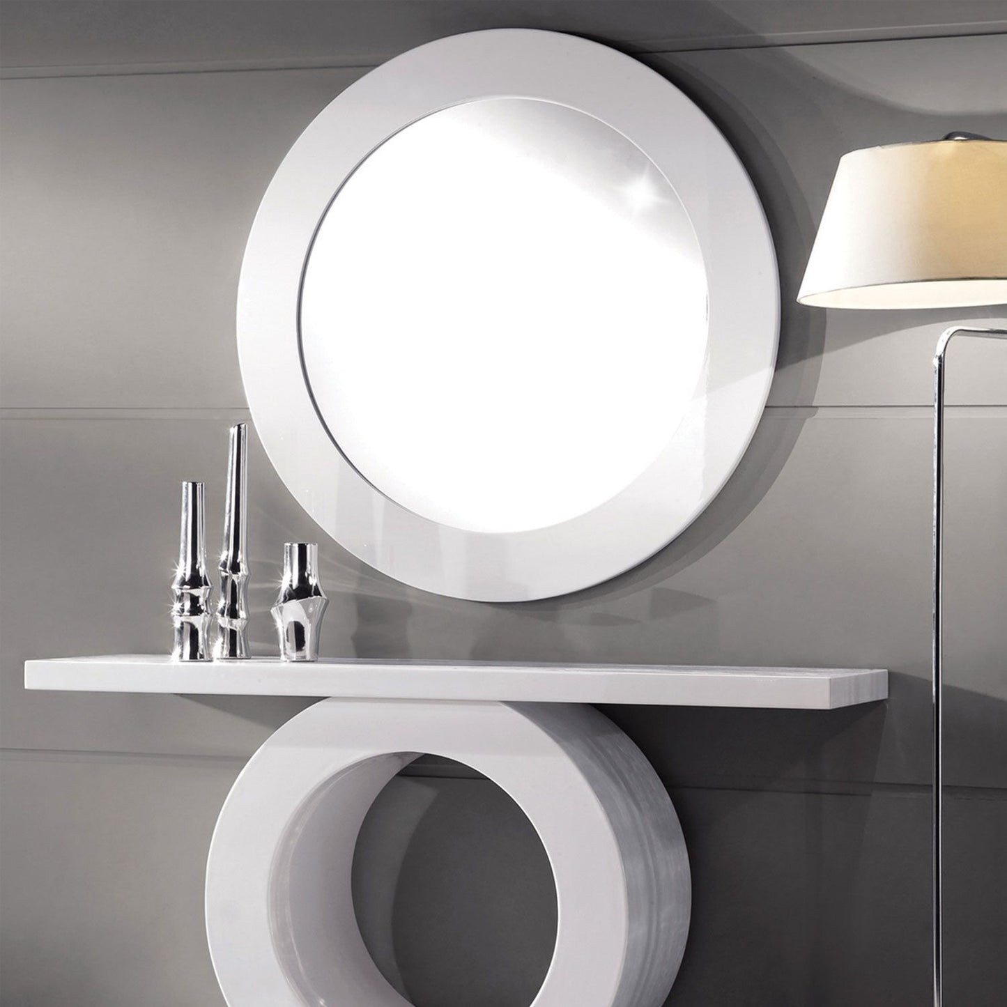 FEZ Round Wall Mirror Glossy White