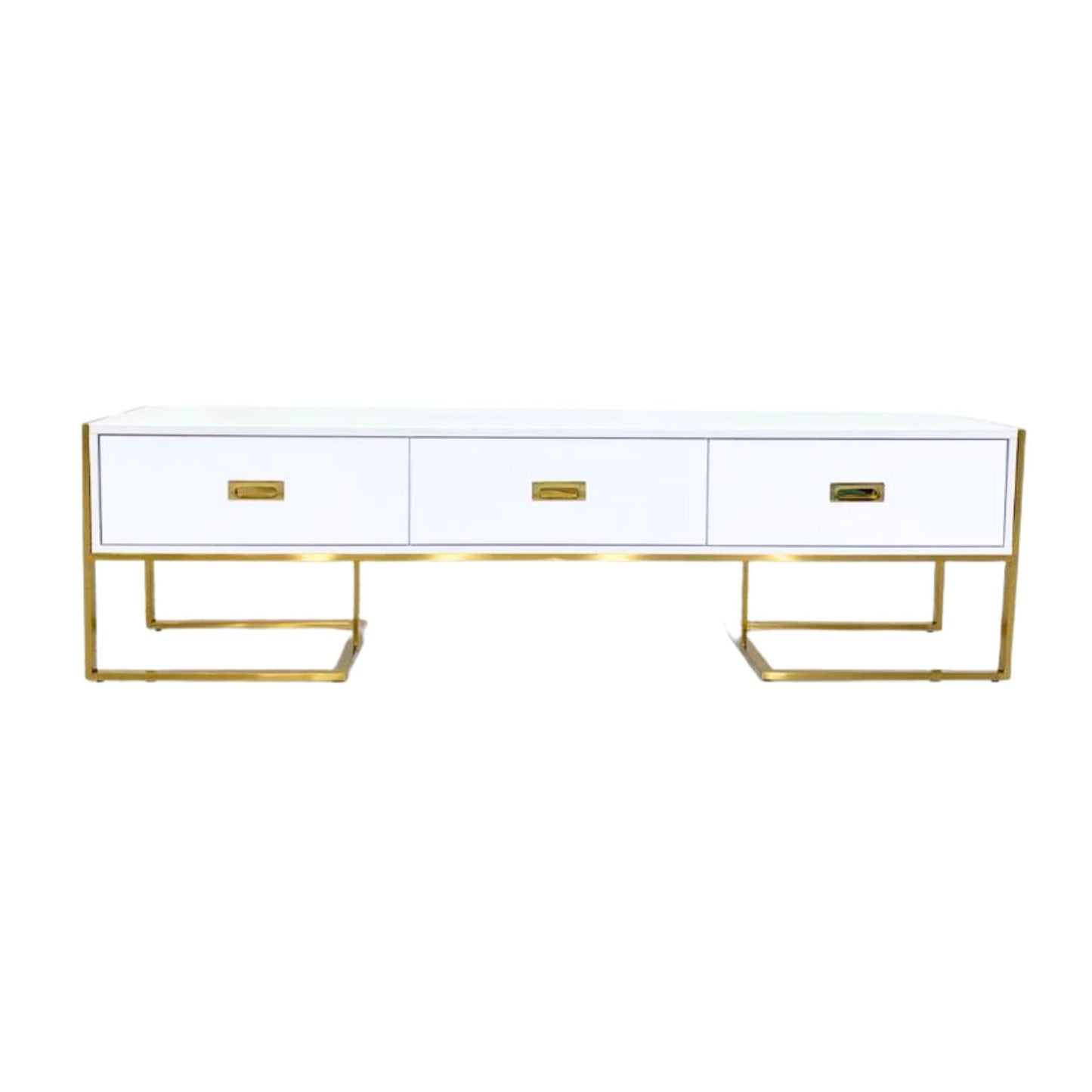 MARE TV Stand Glossy White with Gold