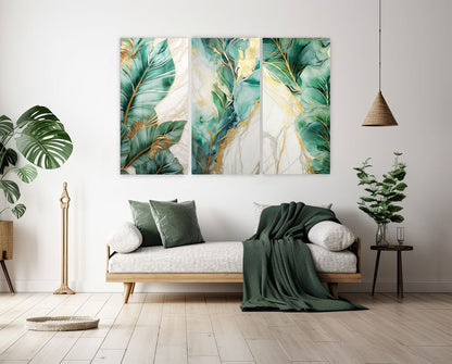 CALISTA II Green Leaves Modern Acrylic Wall Art