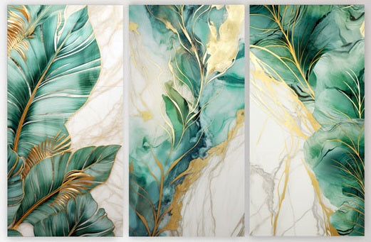 CALISTA II Green Leaves Modern Acrylic Wall Art