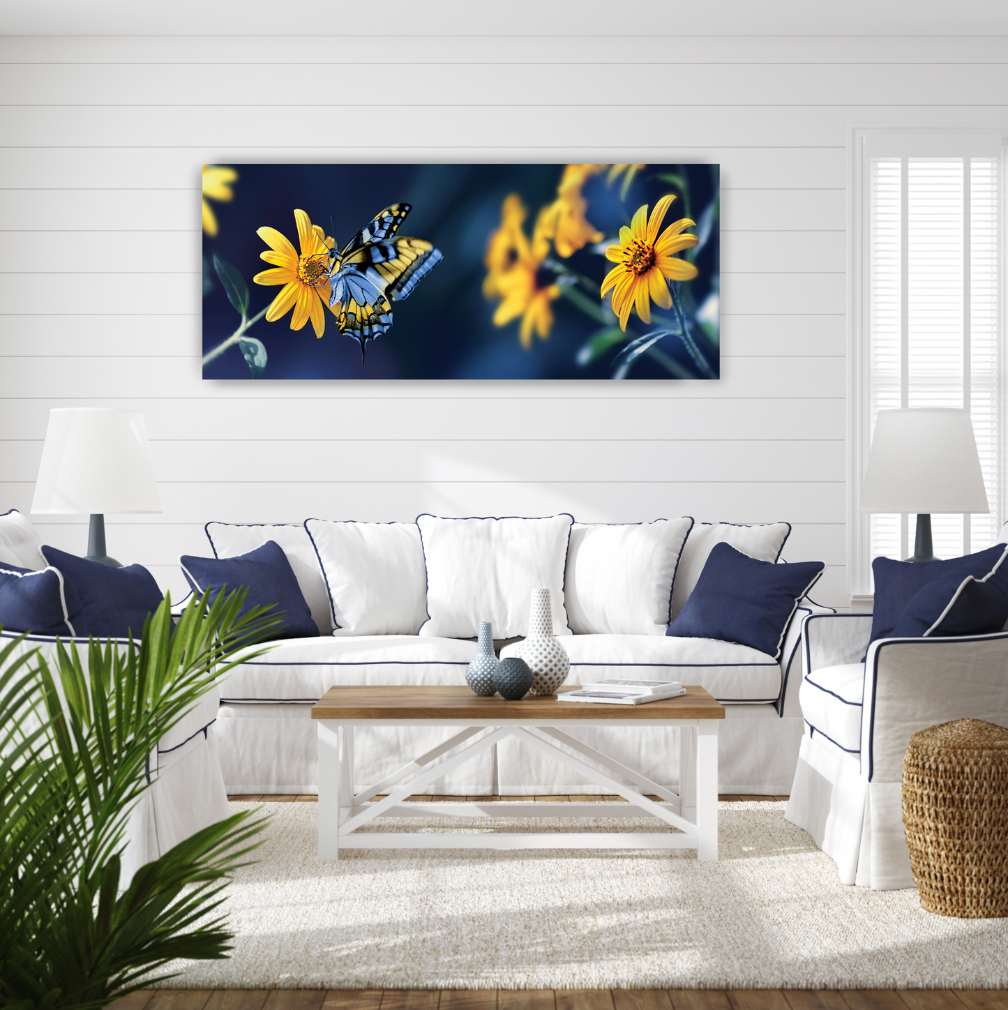 SERENE Butterfly Sitting On Yellow Flower Wall Art Print TG