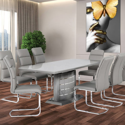 CARL Glossy Light Grey Expandable Dining Table