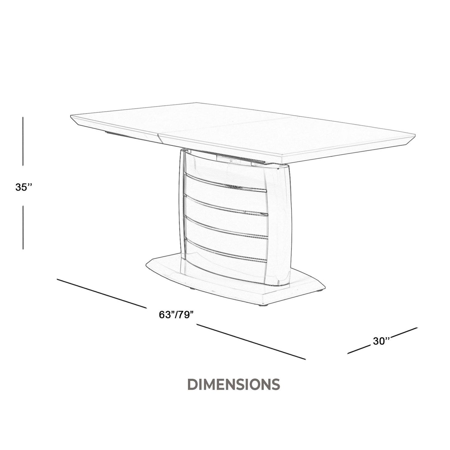 CARL Glossy Dark Grey Expandable Dining Table