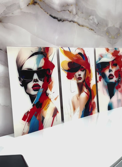 KYBER Colorful Woman in Hat Modern Acrylic Wall Art