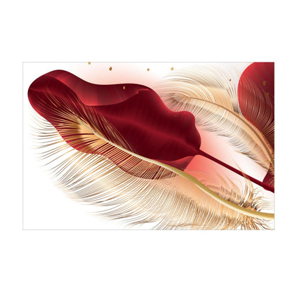 LEAVES Gold, Red Feather Modern Acrylic Wall Art