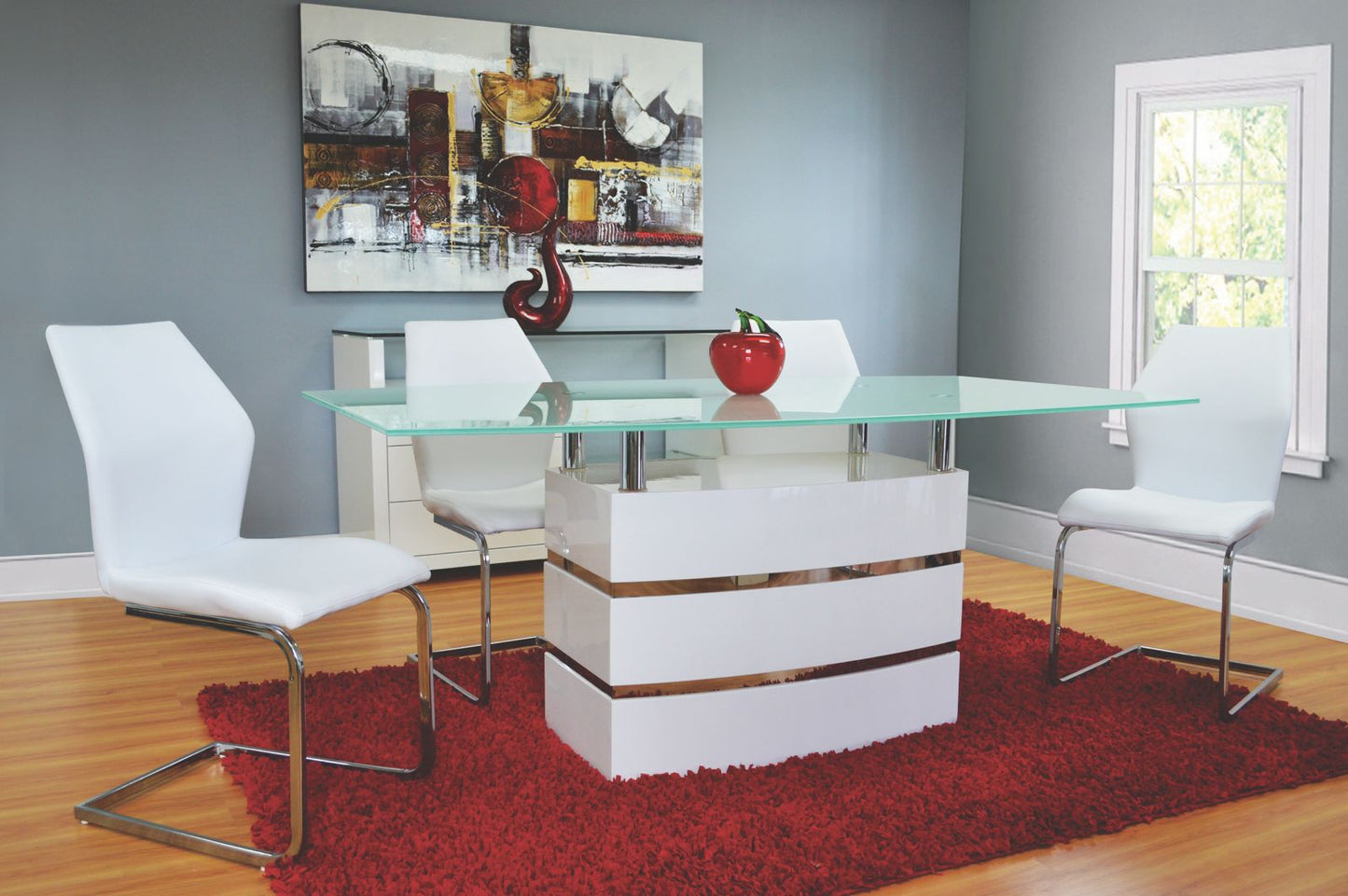 KEVIN Frosted Glass Top Dining Table