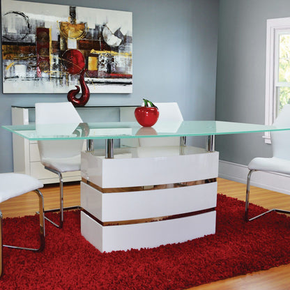 KEVIN Frosted Glass Top Dining Table