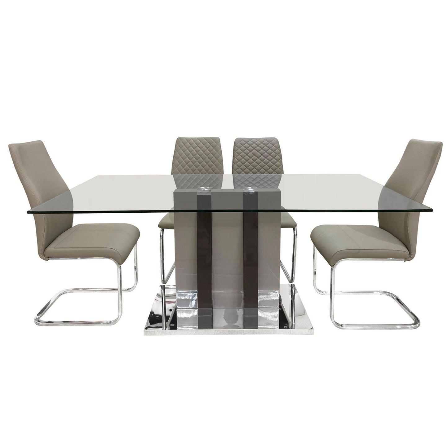 SALERNO Tempered Glass Top Dining Table