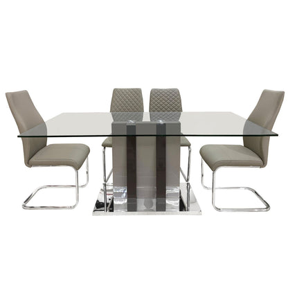 SALERNO Tempered Glass Top Dining Table